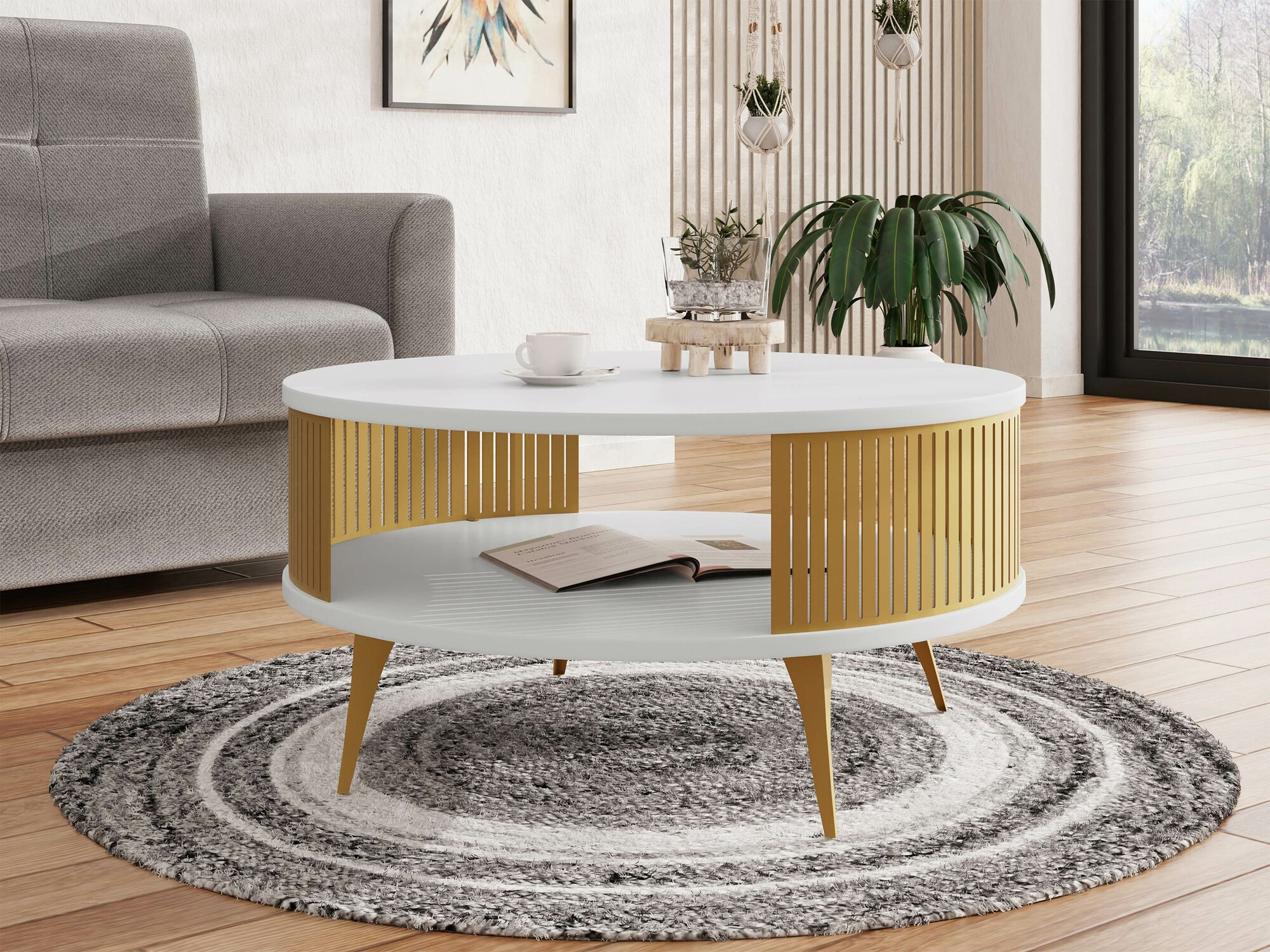 Couchtisch Vitum I (Gold + Weiß)