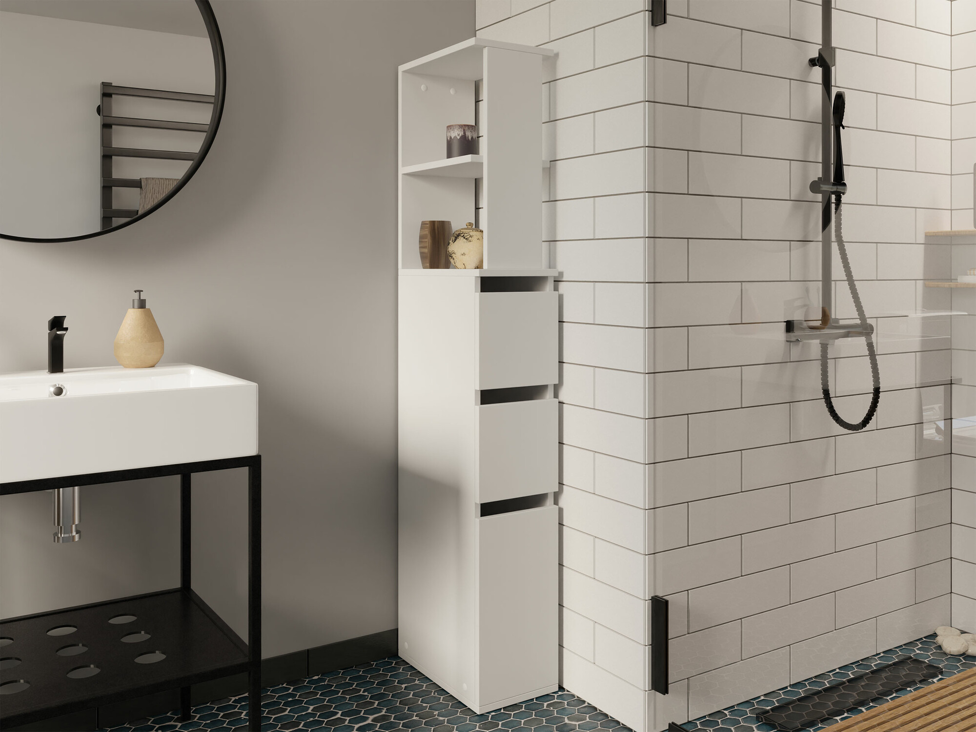 Stehender Badezimmerschrank Comfivo Ova