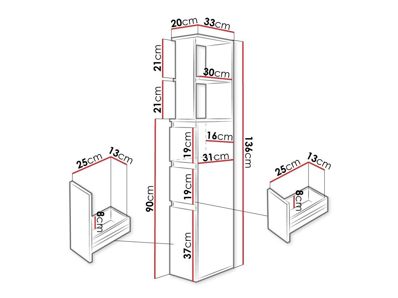 Stehender Badezimmerschrank Comfivo Ova