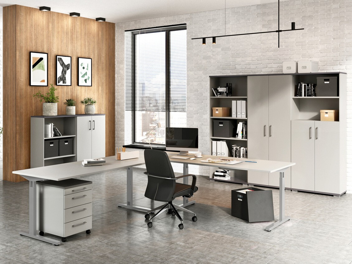 Büro-Set Lartesi 110 (Graphit + Hellgrau)