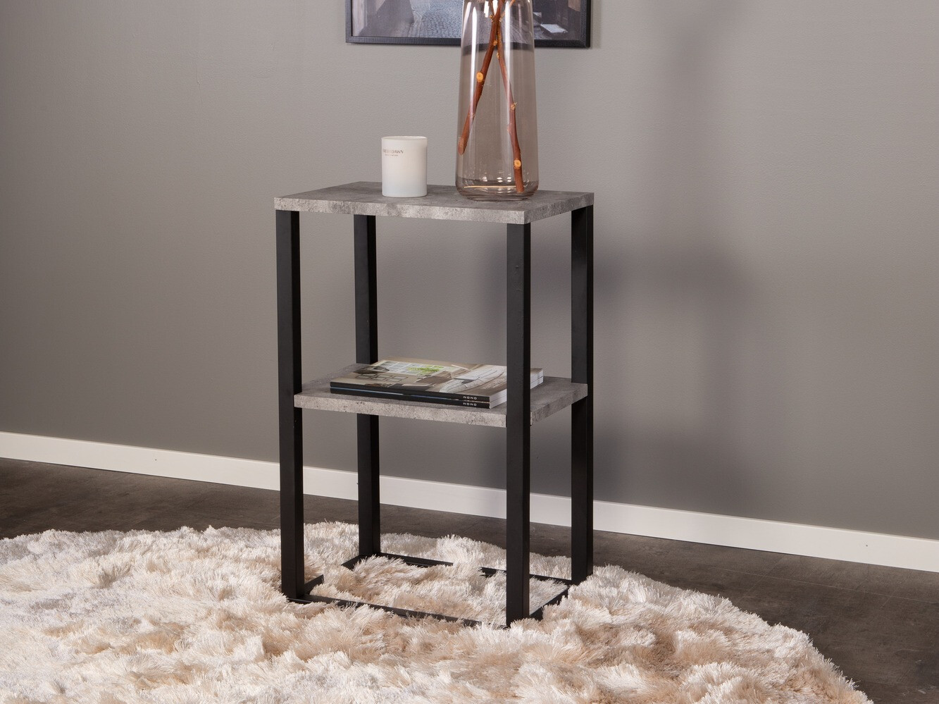 Beistelltisch Dallas 260 (Beton + Schwarz)