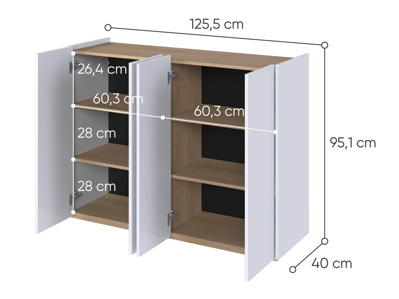 Sideboard Fresno 148 (Weiß glänzend)