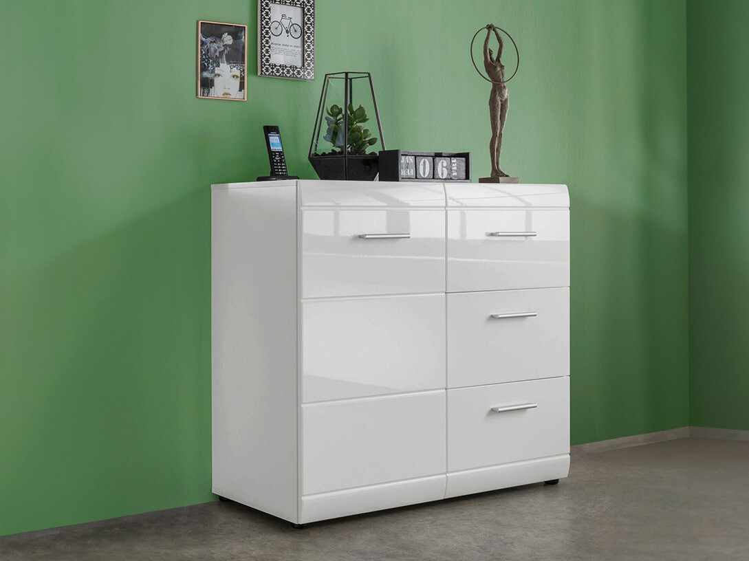 Kommoden Livromu 109 (Weiß glänzend + Weiß)