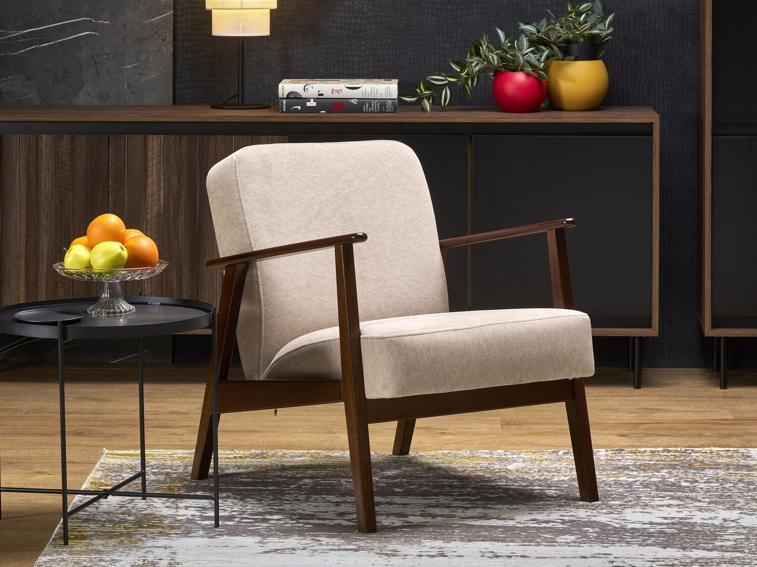Sessel Houston 2116 (Beige + Walnussholzoptik)