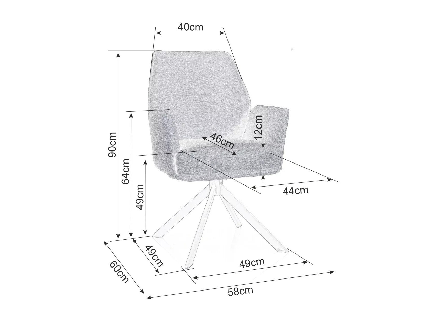 Stuhl Detroit 423 (Dunkelgrau)