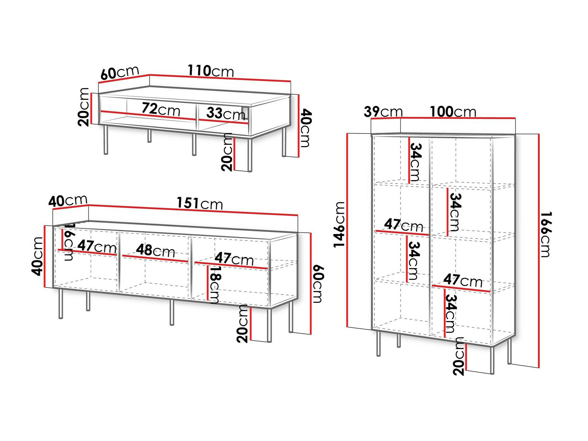 Wohnzimmer-Sets Celra (Weiß)