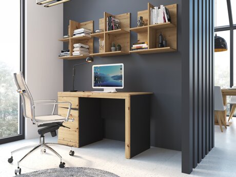 Heimbüro-Set Venlori 130 (Anthrazit + Artisan Eichenholzoptik)