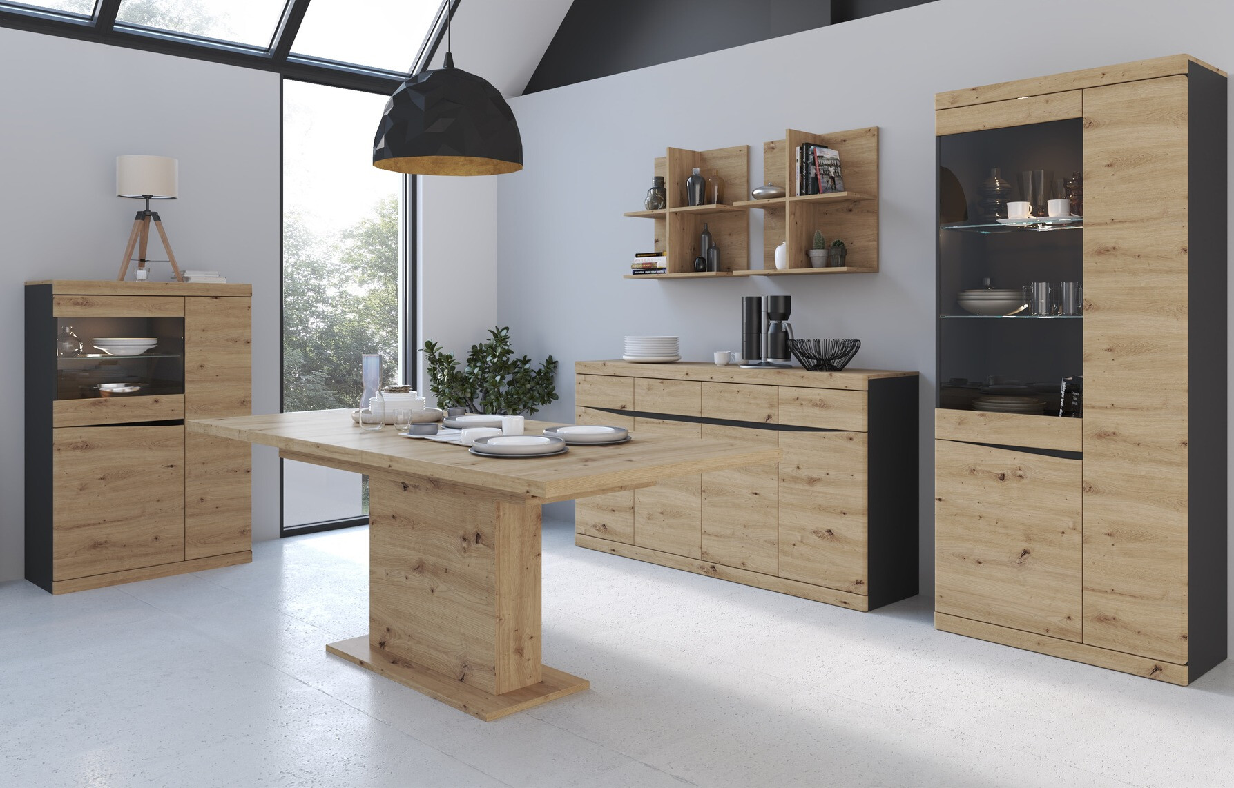 Kommoden Venlori 124 (Anthrazit + Artisan Eichenholzoptik)