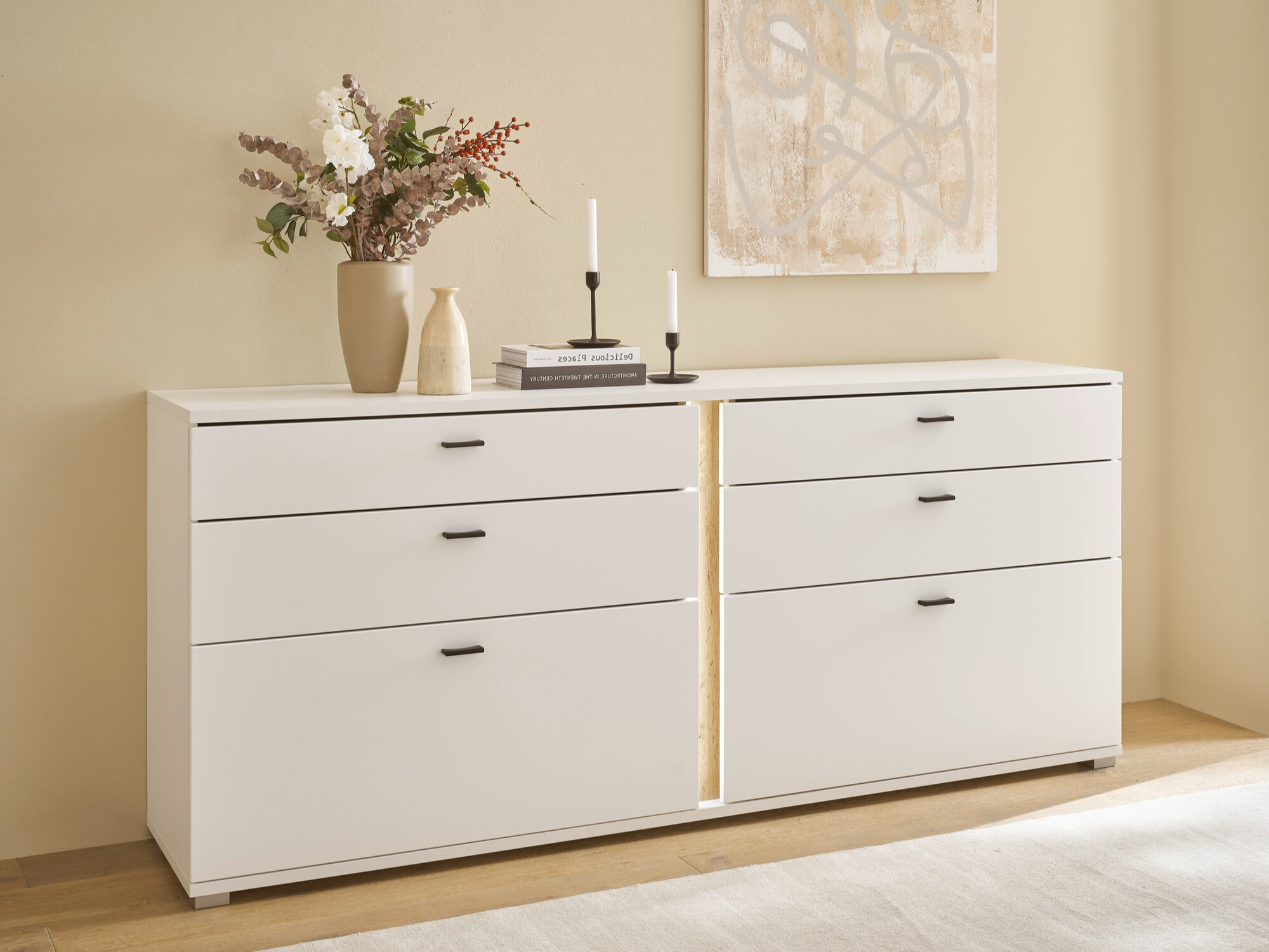 Kommoden Avimavi 107 (Weiß + Wotan Eiche)