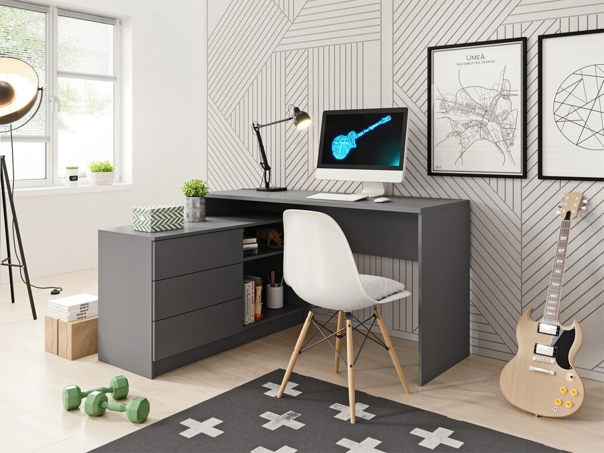 Eckschreibtisch Kingston 130 (Graphit)