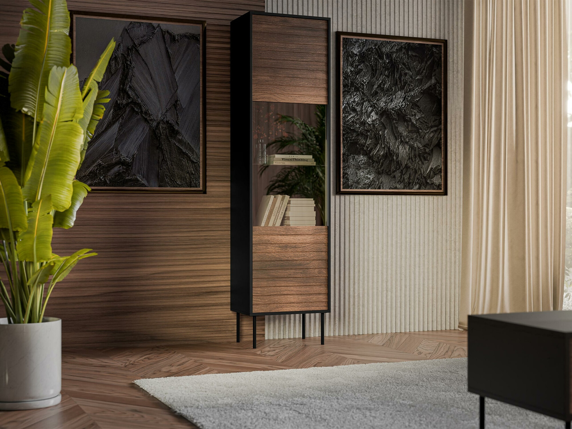 Regal Flosoru 107 (Walnussholzoptik + Schwarz)