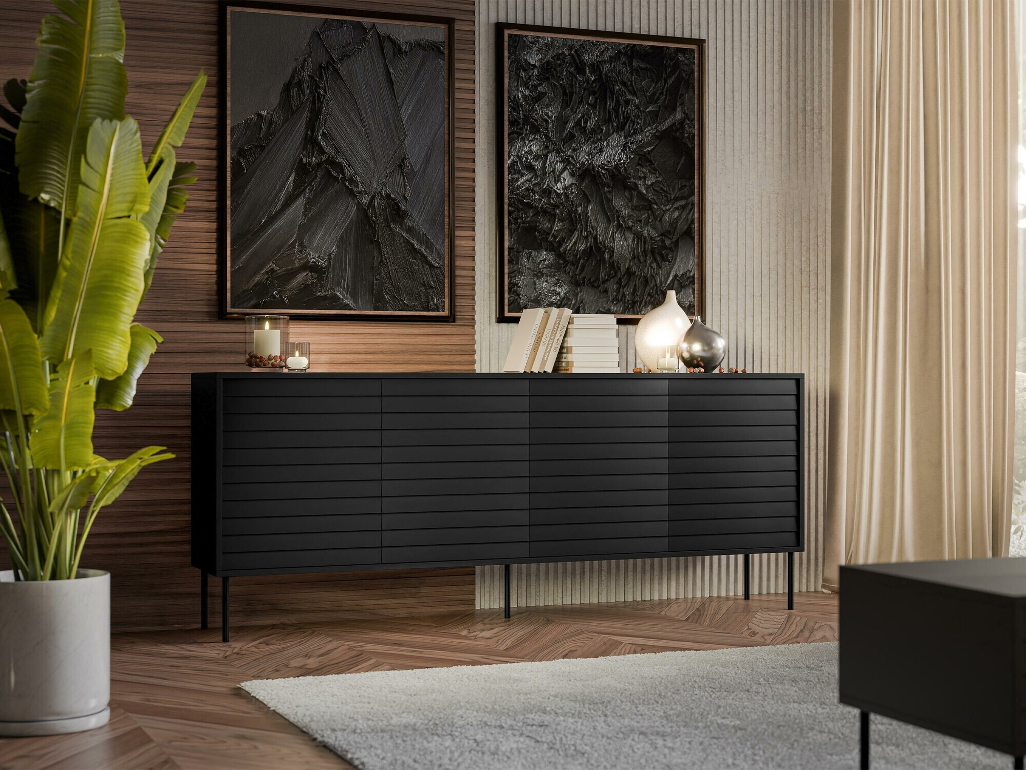 Sideboard Flosoru 102 (Schwarz)