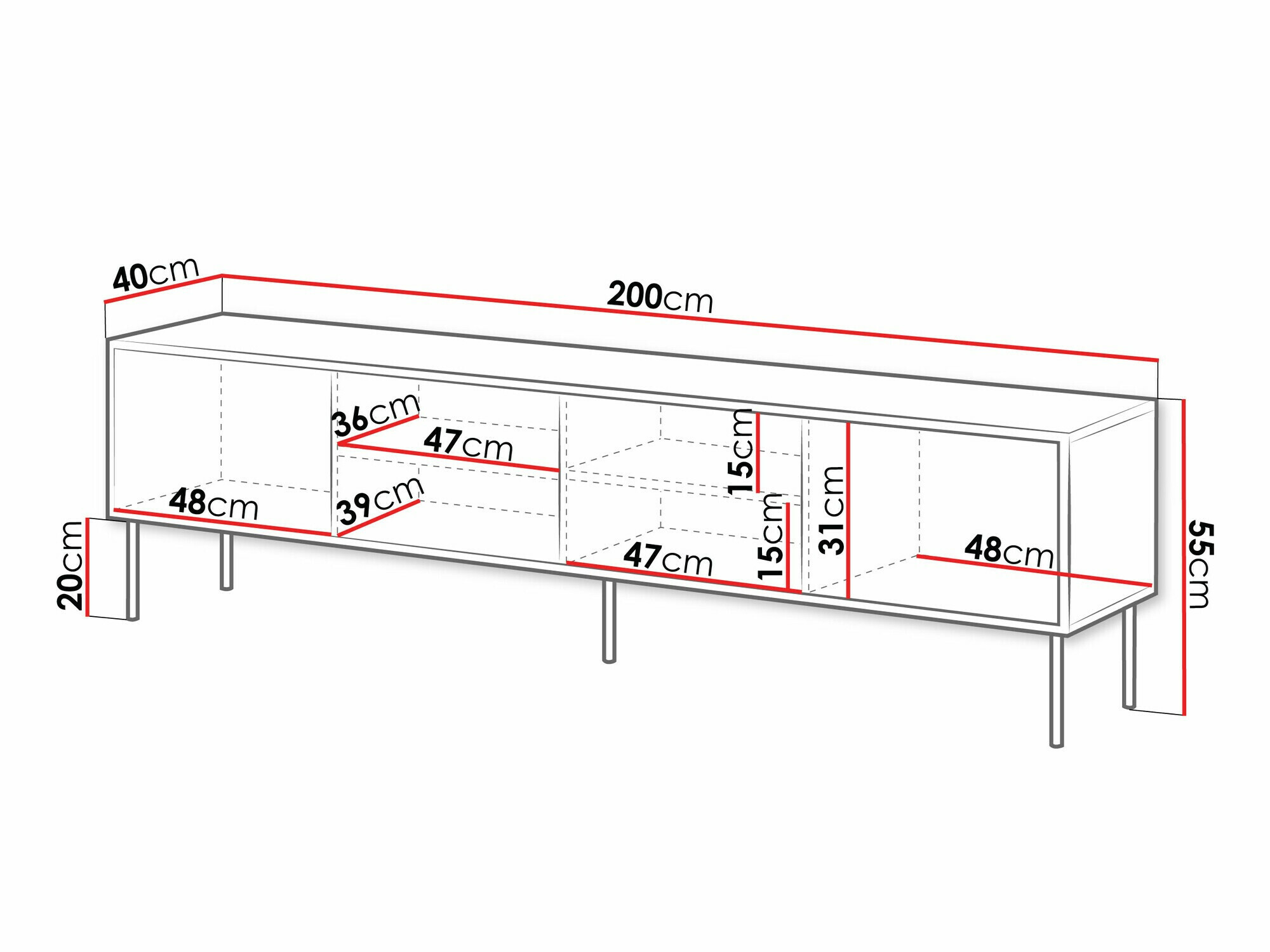 TV-Möbel Flosoru 105 (Walnussholzoptik + Schwarz)