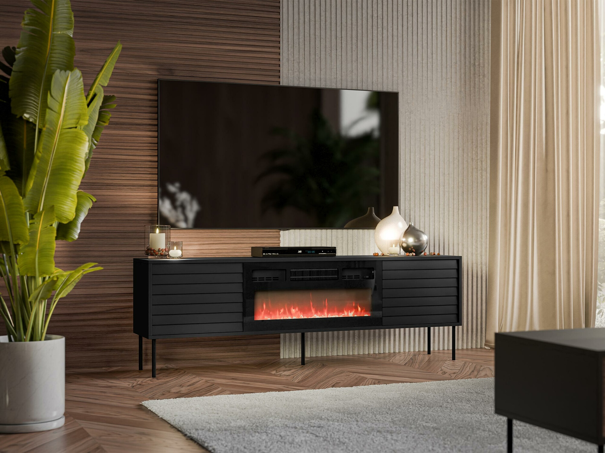 TV-Möbel Flosoru 108 (Schwarz)