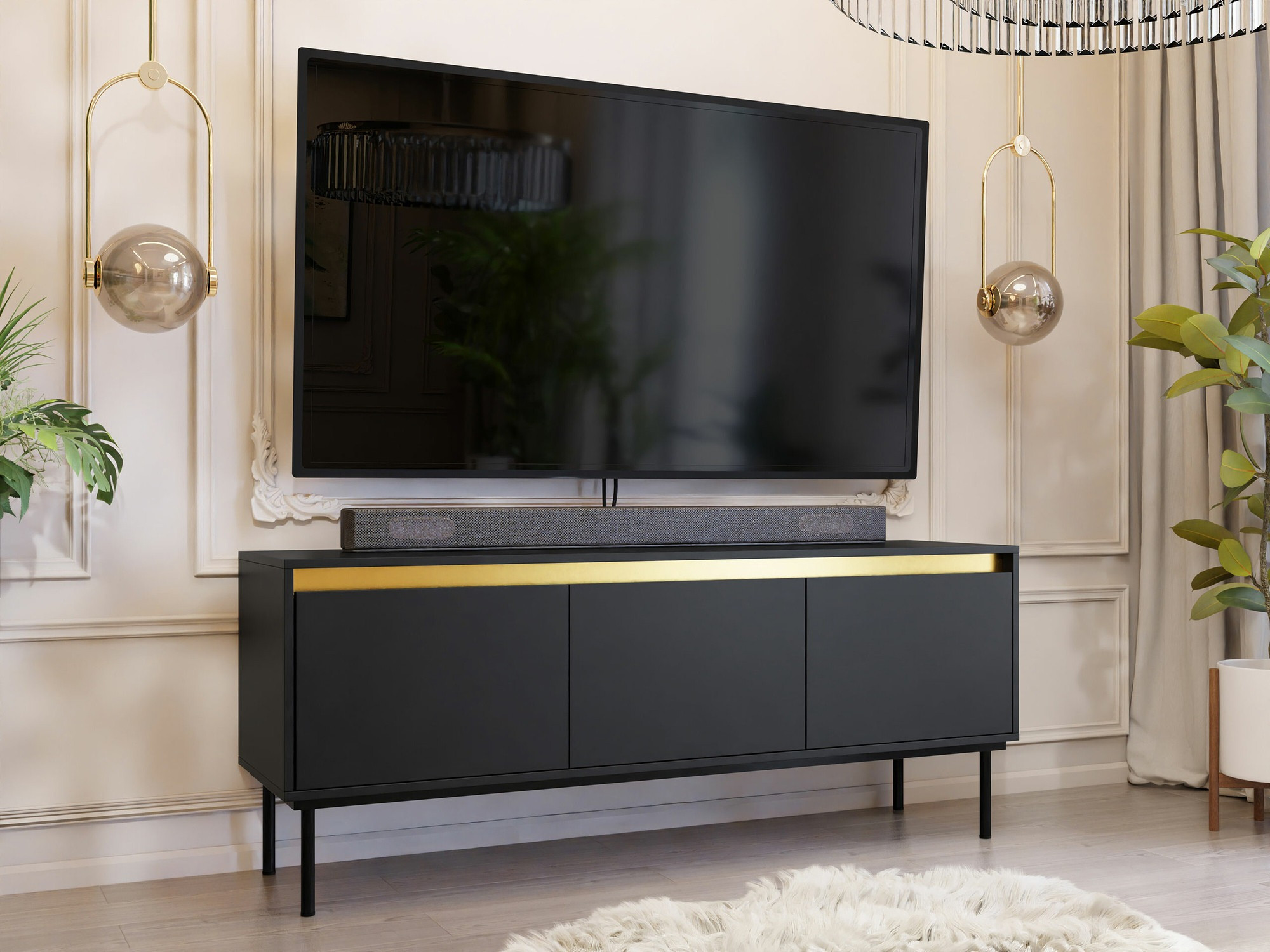 TV-Möbel Comfivo Betula (Schwarz)