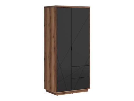 Kleiderschrank Fivale 105 (Dunkle Delano-Eiche + Schwarz)