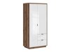 Kleiderschrank Fivale 105 (Weiß glänzend + Dunkle Delano-Eiche)