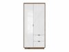 Kleiderschrank Fivale 105 (Weiß glänzend + Dunkle Delano-Eiche)