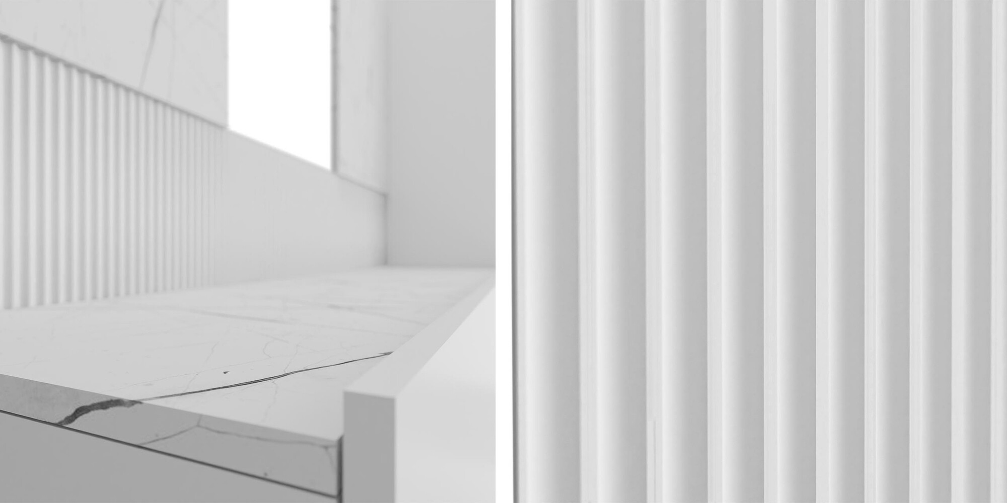 Wohnzimmer-Sets Comfivo Salix I (Weiß + Weißer Marmor)