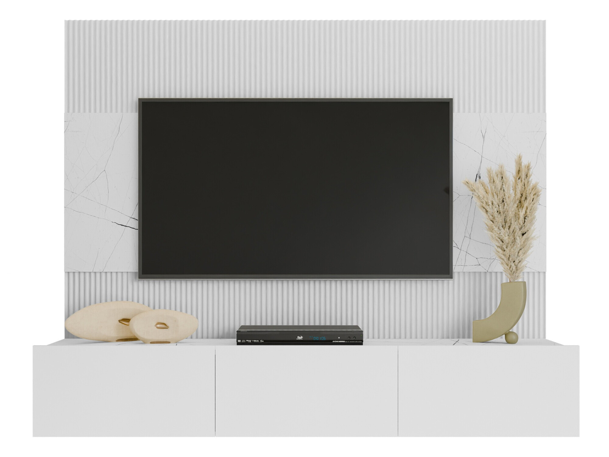 Wohnzimmer-Sets Comfivo Salix (Weiß + Weißer Marmor)