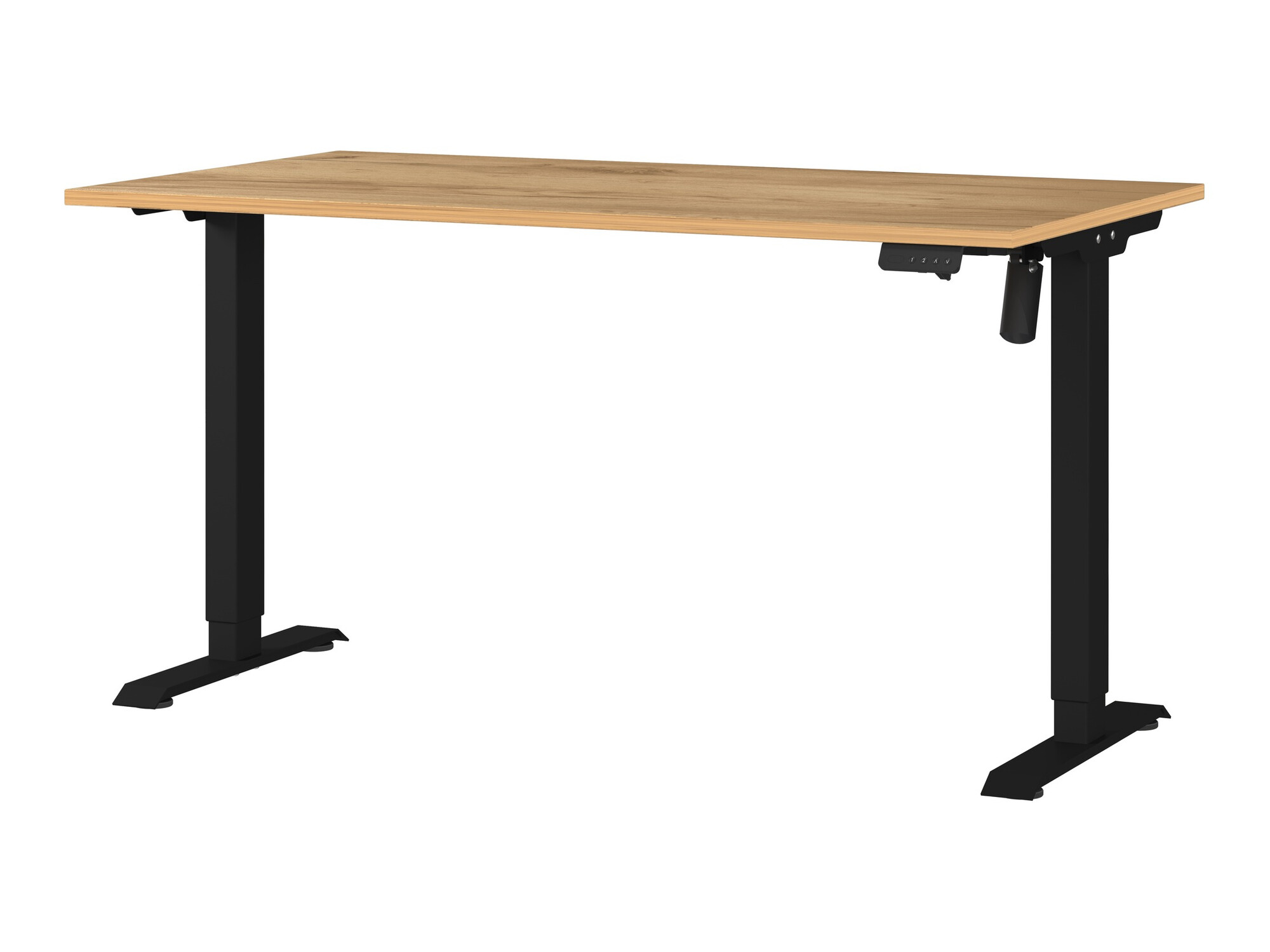 Höhenverstellbarer Schreibtisch Lartesi 116 (Navarra eichenholzoptik + Schwarz)