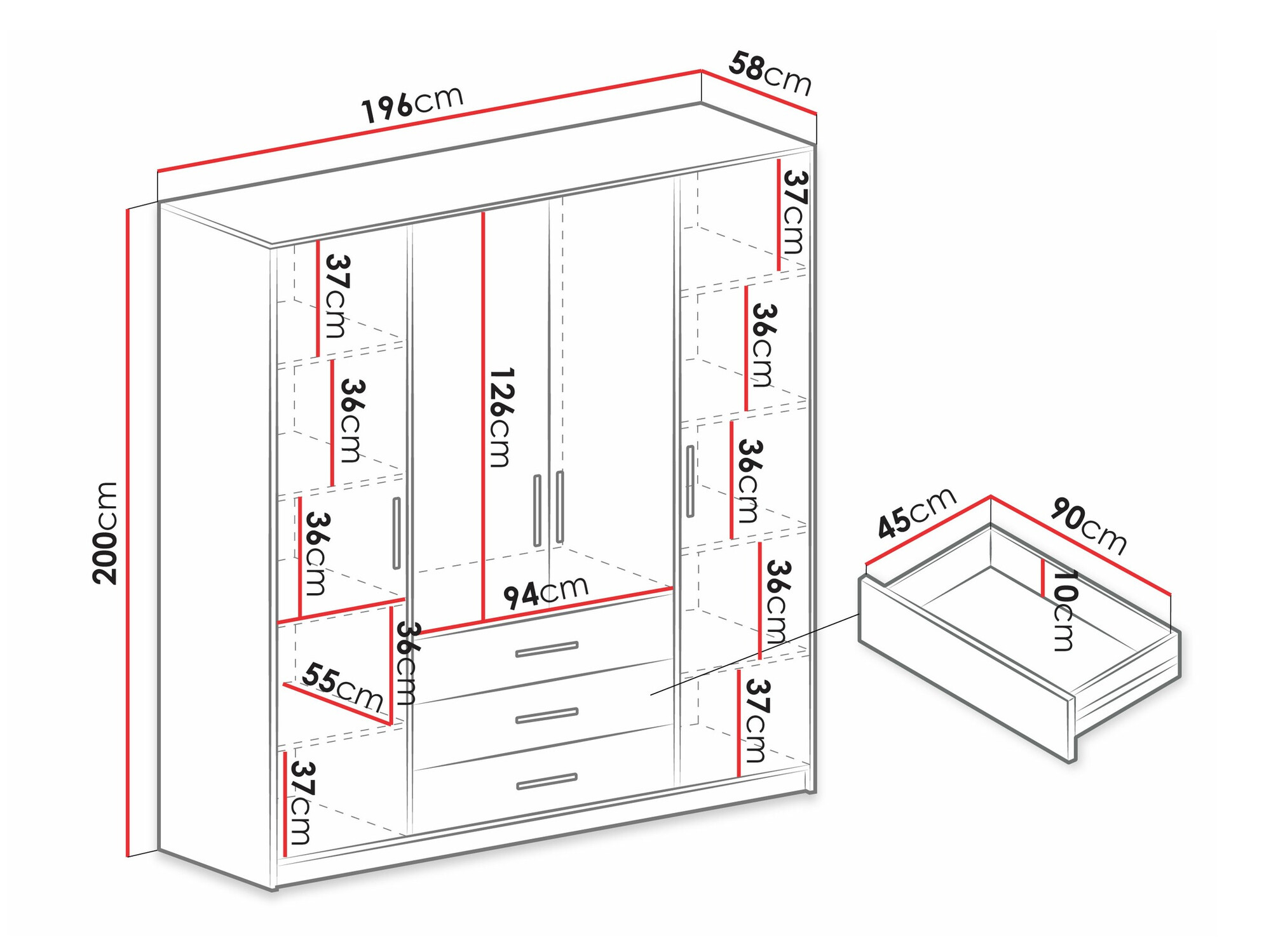 Kleiderschrank Dortivu 154 (Sonoma Eichenholzoptik)