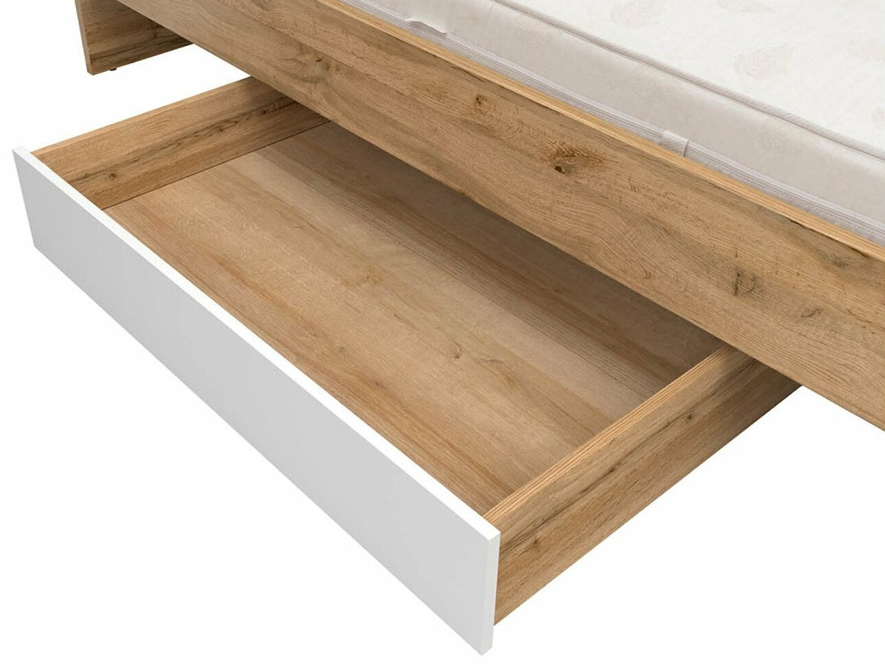 Bettwäschekasten Tivetra 122 (Wotan Eiche + Weiß glänzend)