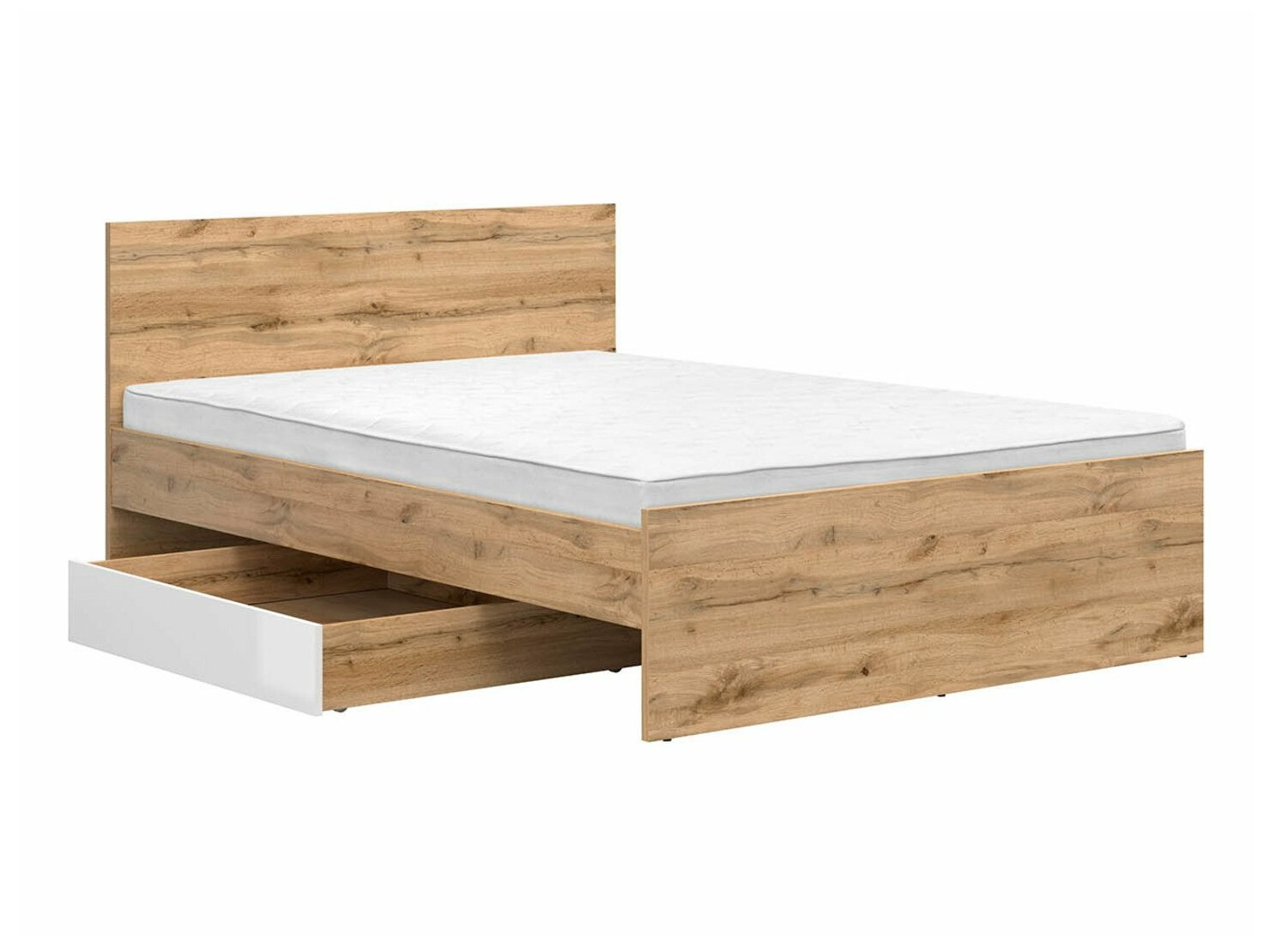 Bettwäschekasten Tivetra 122 (Wotan Eiche + Weiß glänzend)