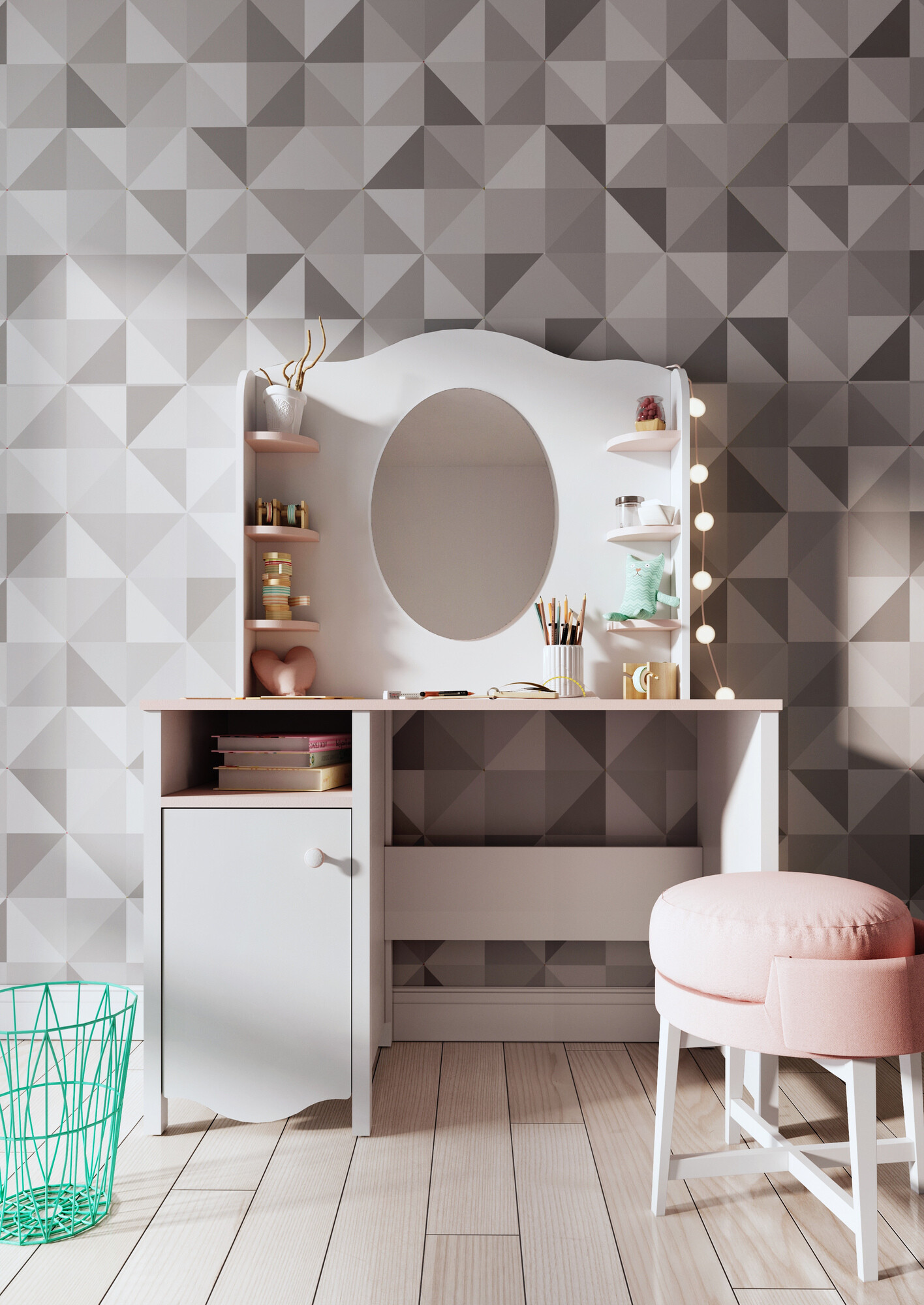 Bürotisch Velferi 114 (Weiß + Rosa)