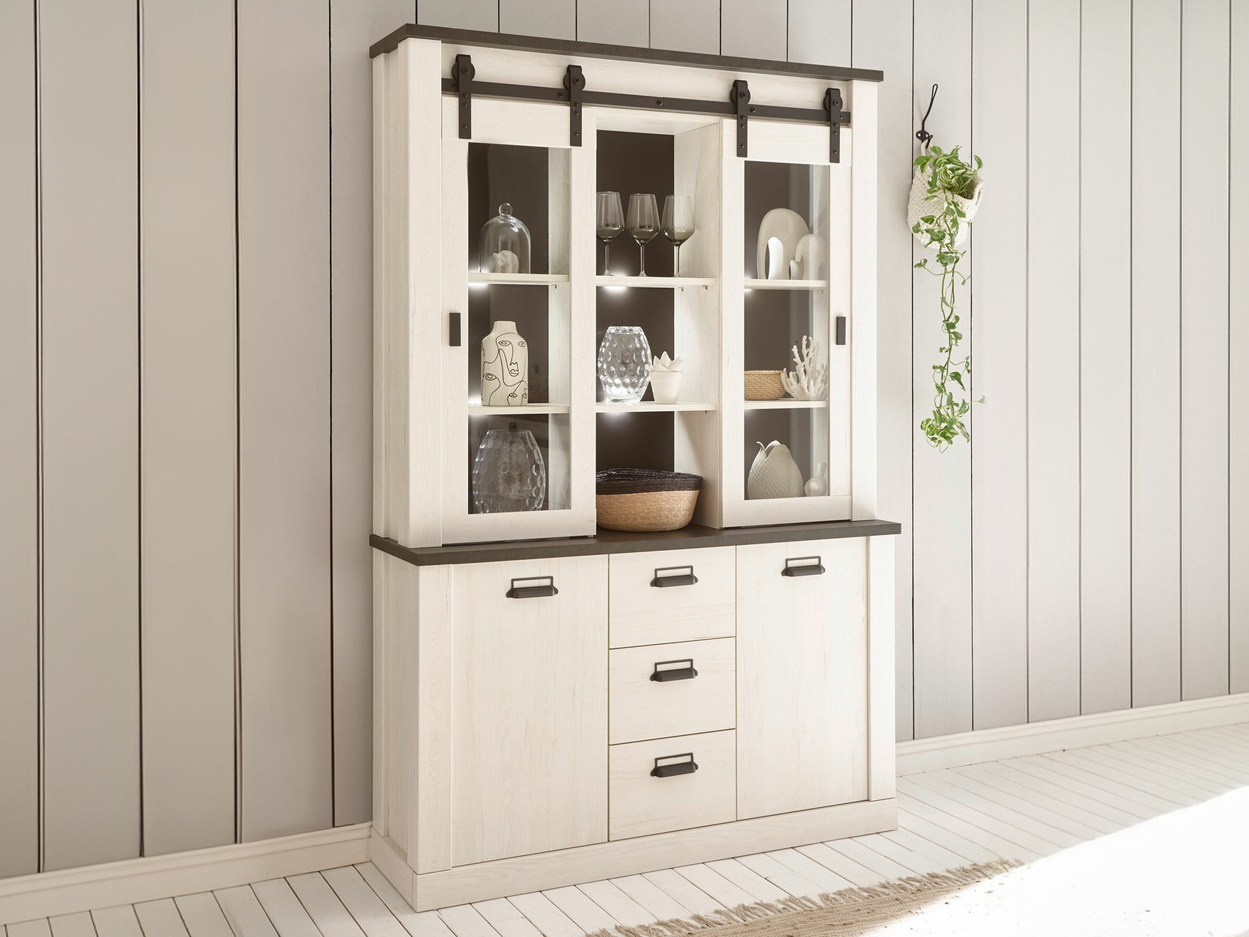 Regal Cirtale 110 (Kiefernholzoptik gebleicht + Antrahite)