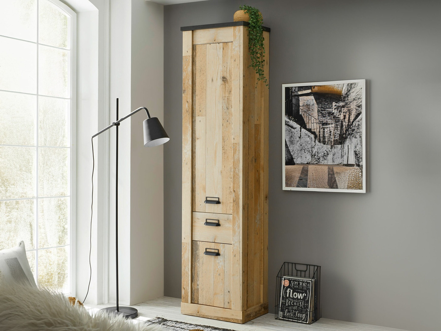 Regal Cirtale 115 (Anthrazit + Gealtertes Holz)