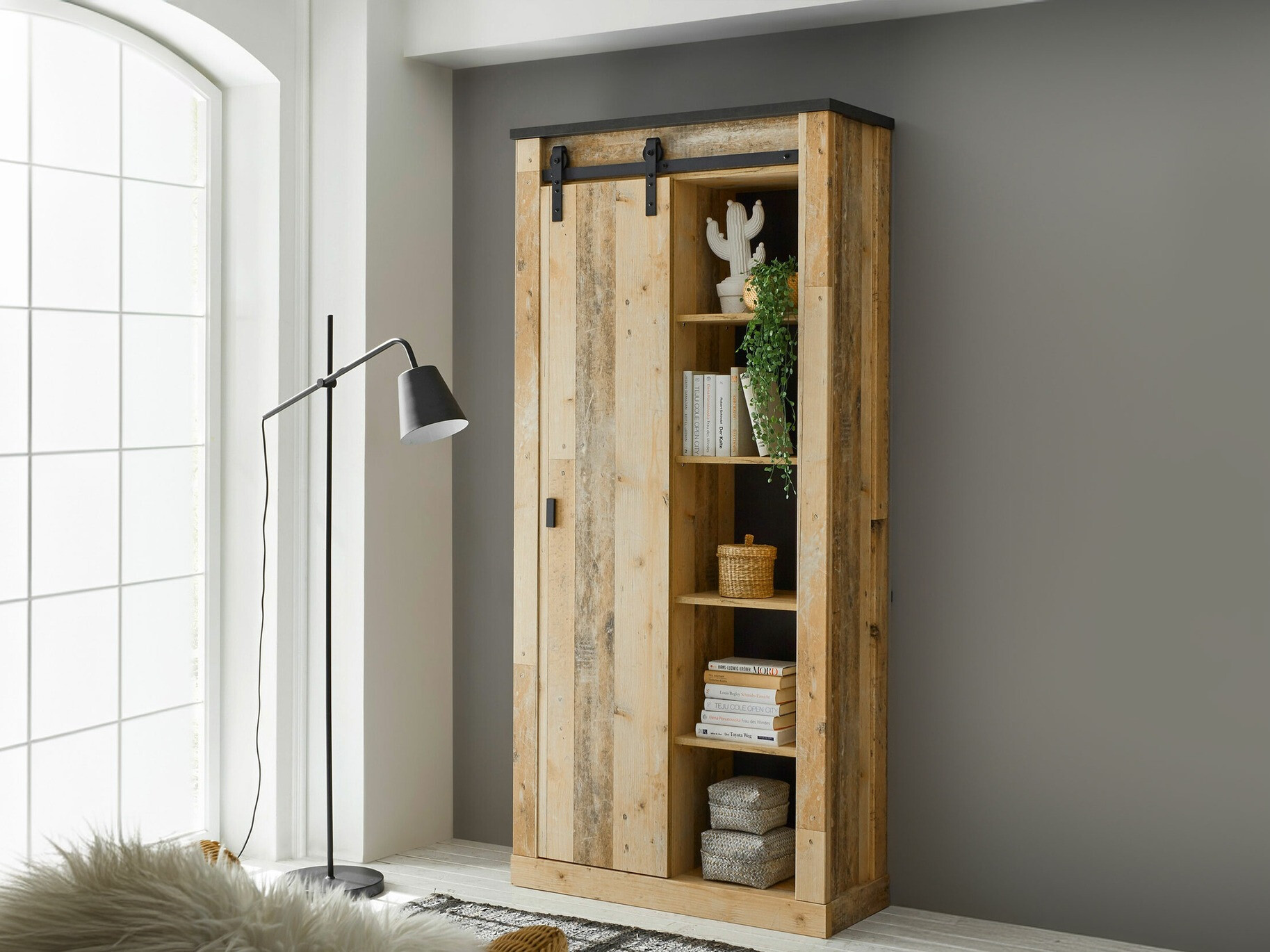 Regal Cirtale 122 (Gealtertes Holz + Anthrazit)