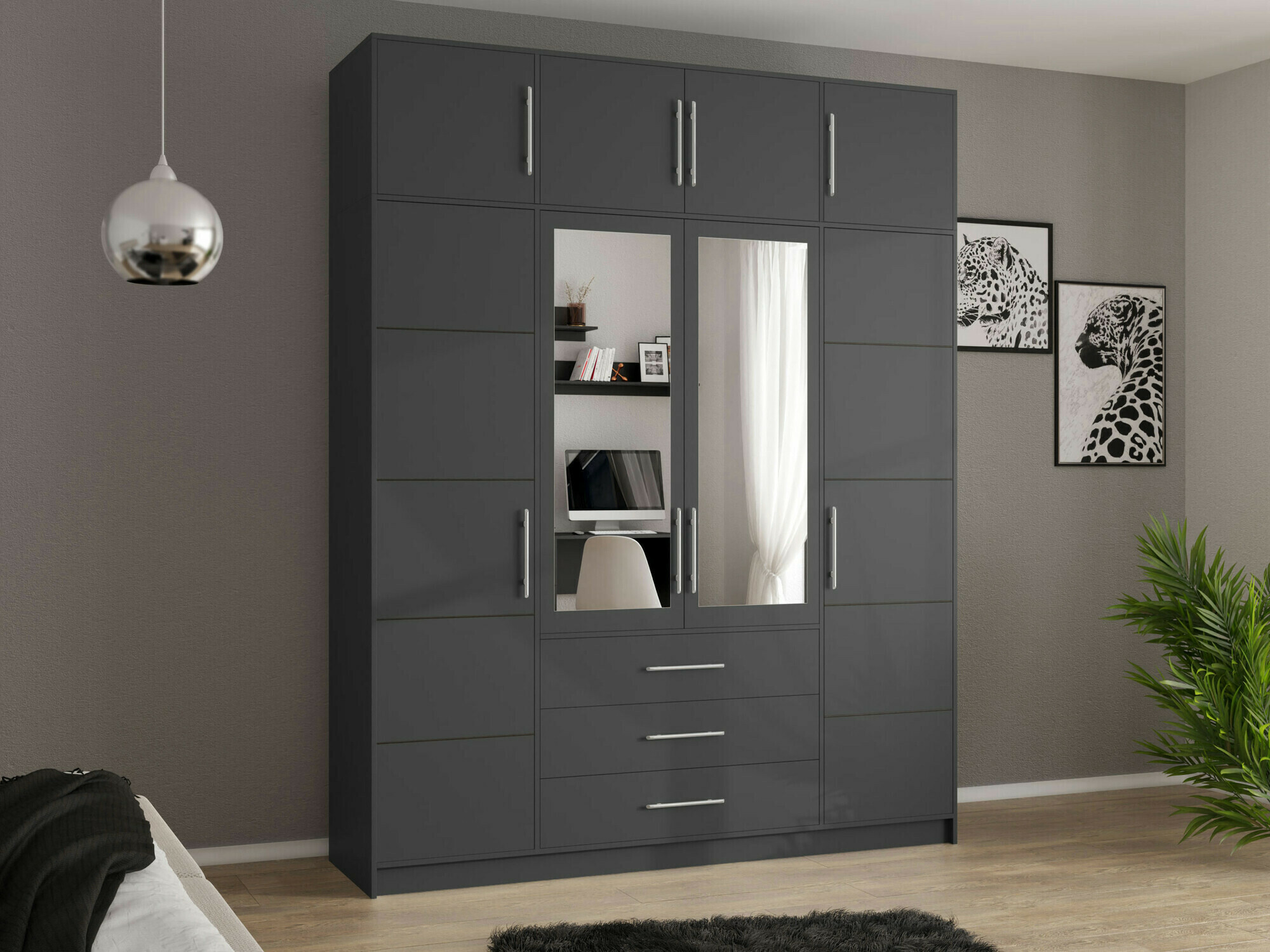 Kleiderschrank Dortivu I (Graphit)