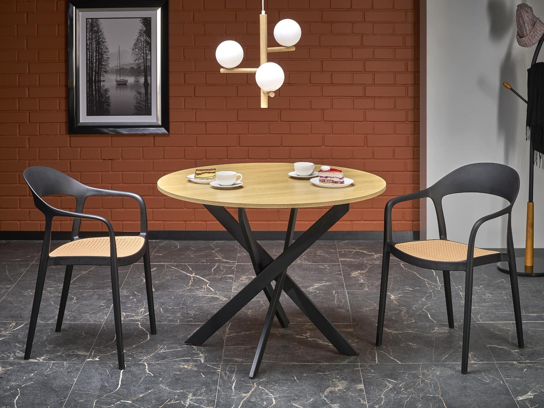 Tisch Houston 1788 (Goldene Eichenholzoptik + Schwarz)