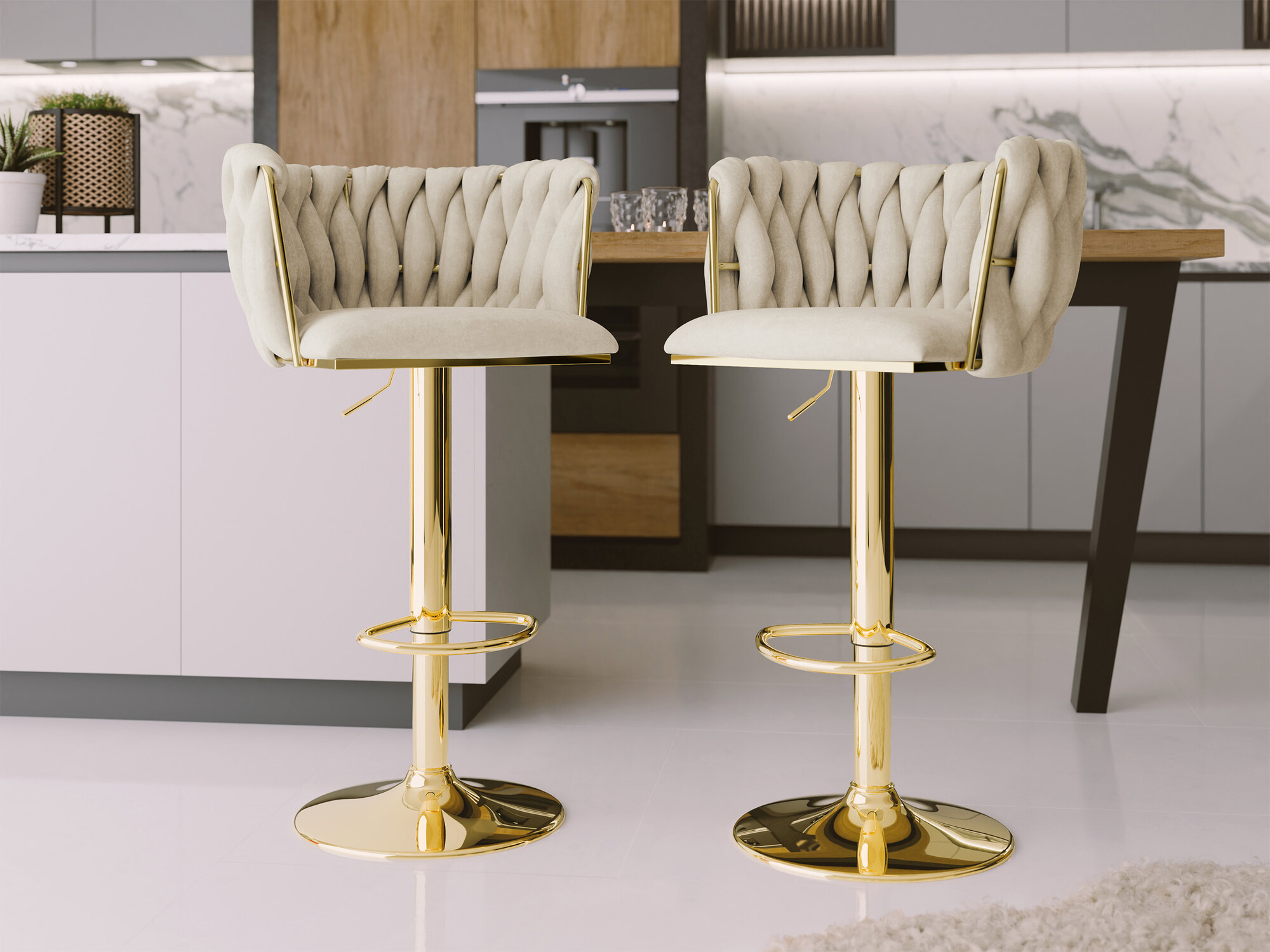 Barstuhl Comfivo Hilaritas IV (Gold + Beige)
