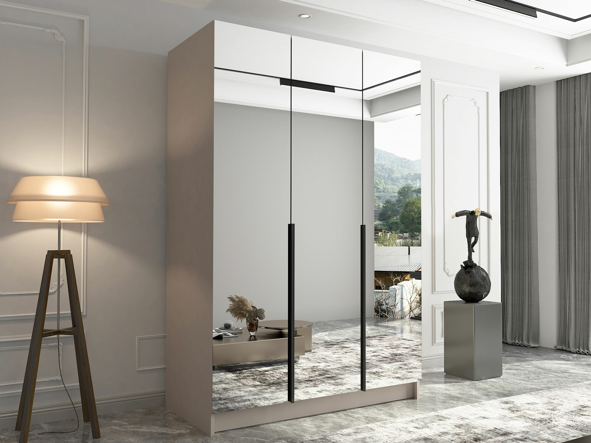 Kleiderschrank Closico 196 (Kaschmir + Schwarz)