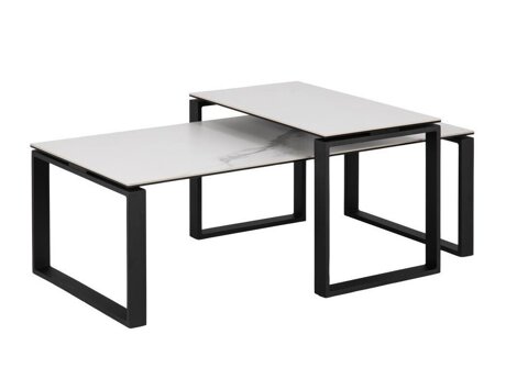 Couchtischset Norsica 421 (Weißer Marmor + Schwarz)