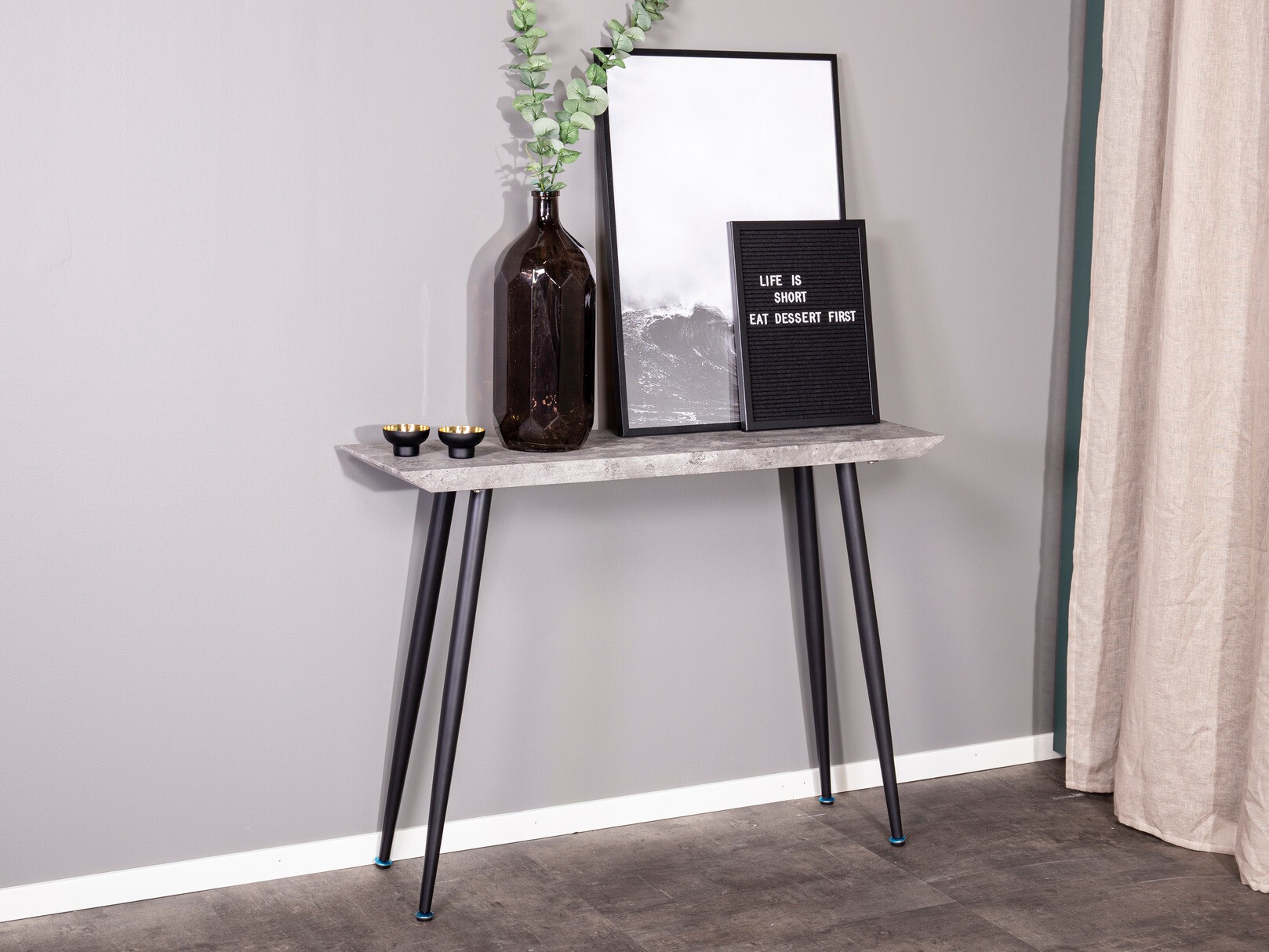 Konsolentisch Dallas 226 (Beton + Schwarz)