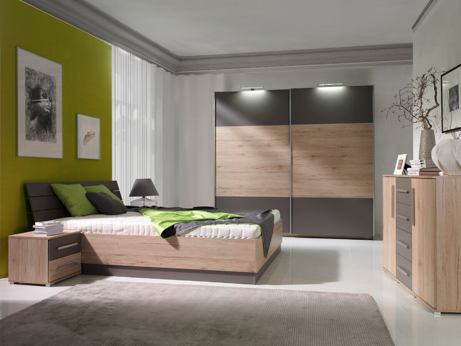 Schlafzimmer-Set Murrieta 151 (San Remo Eichenholzoptik + Grau)
