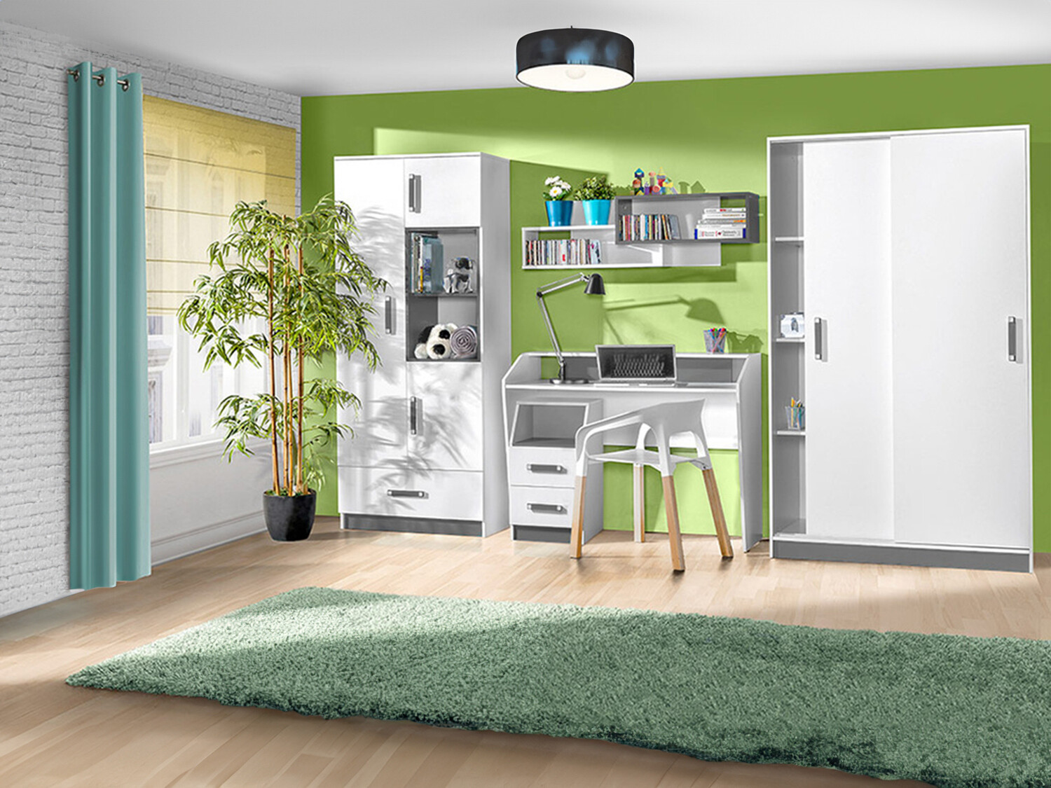 Kinderzimmer-Set Lorlare 119 (Weiß + Grau)