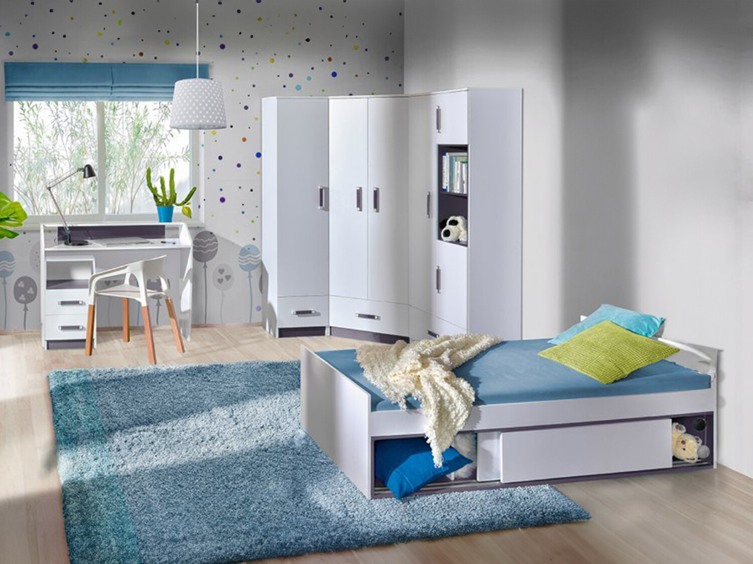 Kinderzimmer-Set Lorlare 120 (Weiß + Grau)