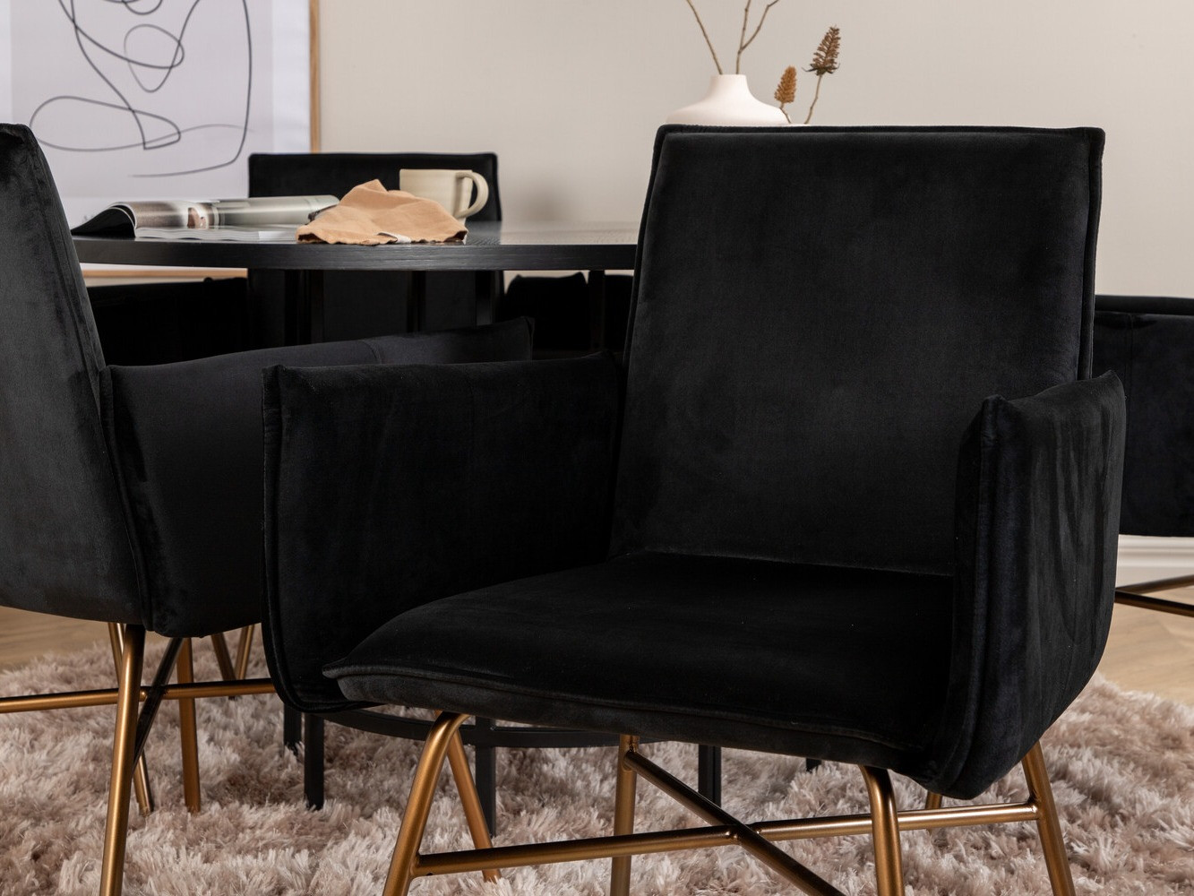 Essgruppe Dallas 2391 (Schwarz + Messing)