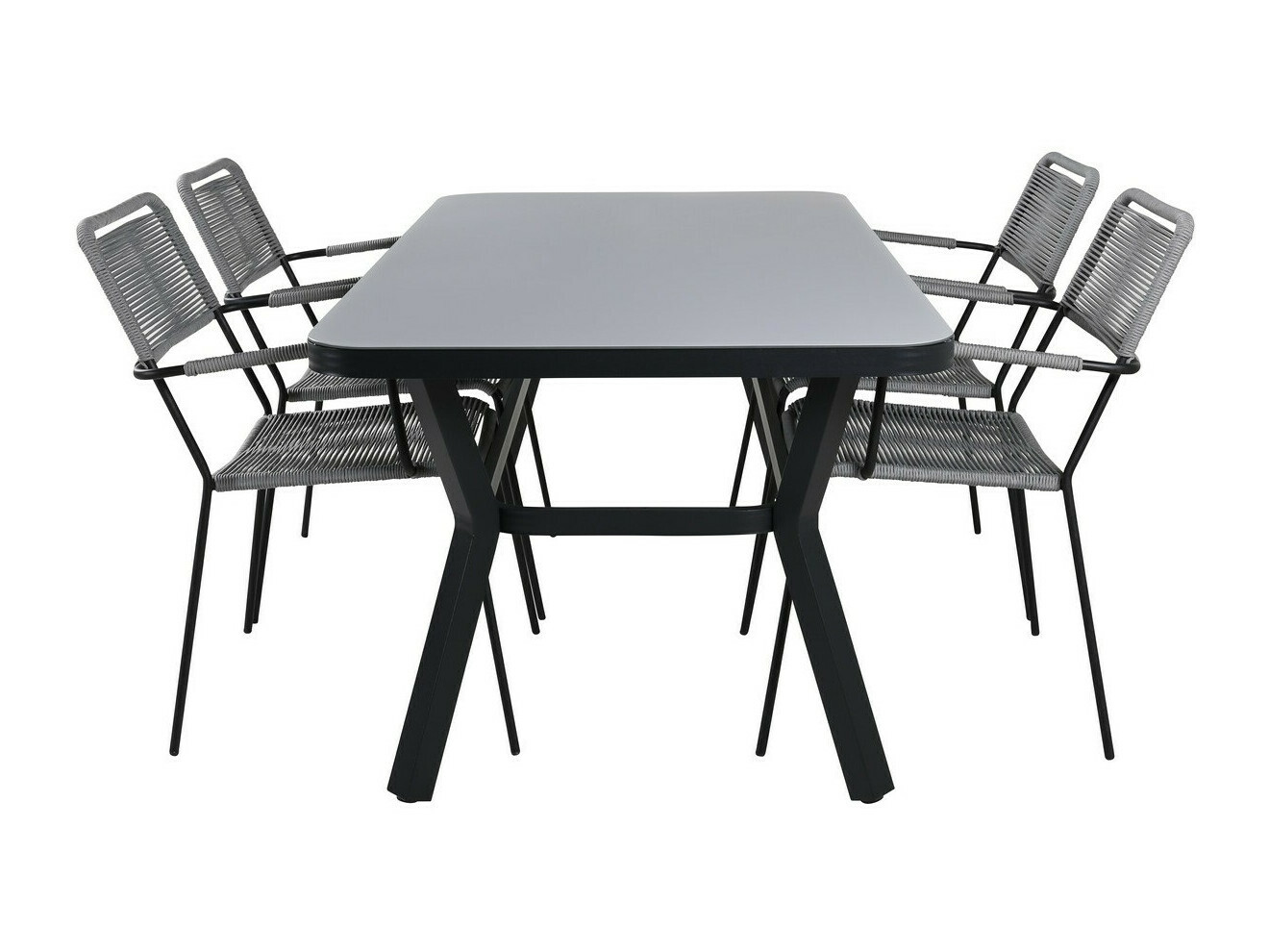 Tisch und Stühle Dallas 2193 (Schwarz + Grau)