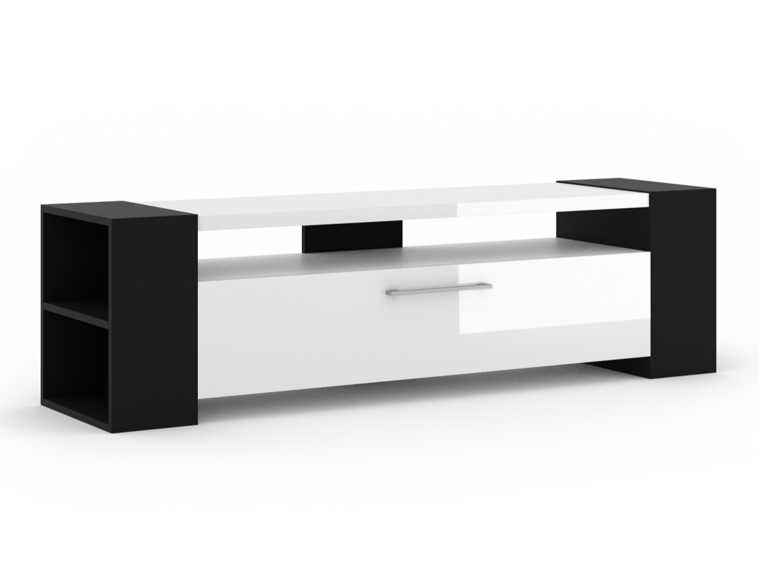 TV-Möbel Buffalo 150 (Schwarz + Weiß glänzend)