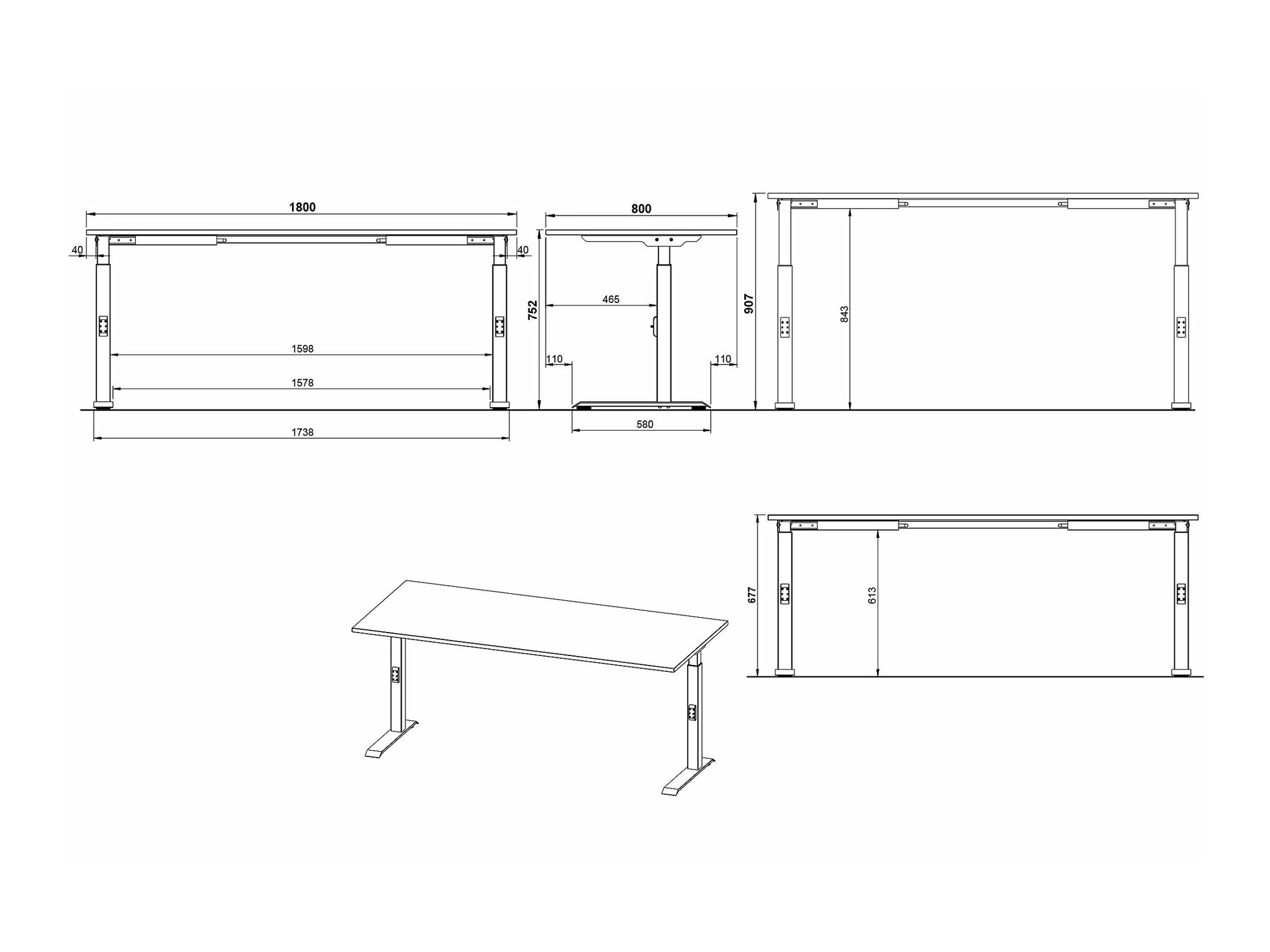 Bürotisch Sacramento 422 (Weiß + Silber)