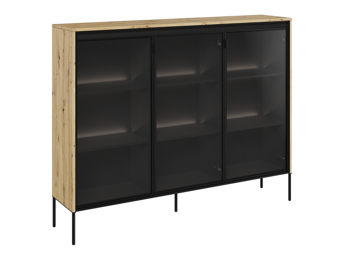 Sideboard Fernolu 108 (Artisan Eichenholzoptik + Schwarz)