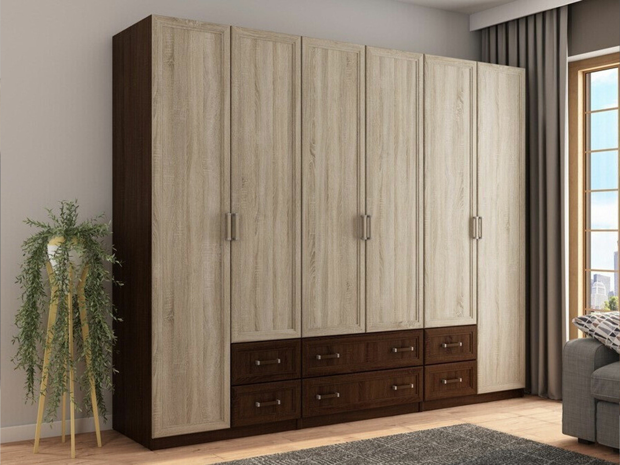 Kleiderschrank Lexington 144 (Sonoma Eichenholzoptik + Eichenholzoptik Sonoma dunkel)