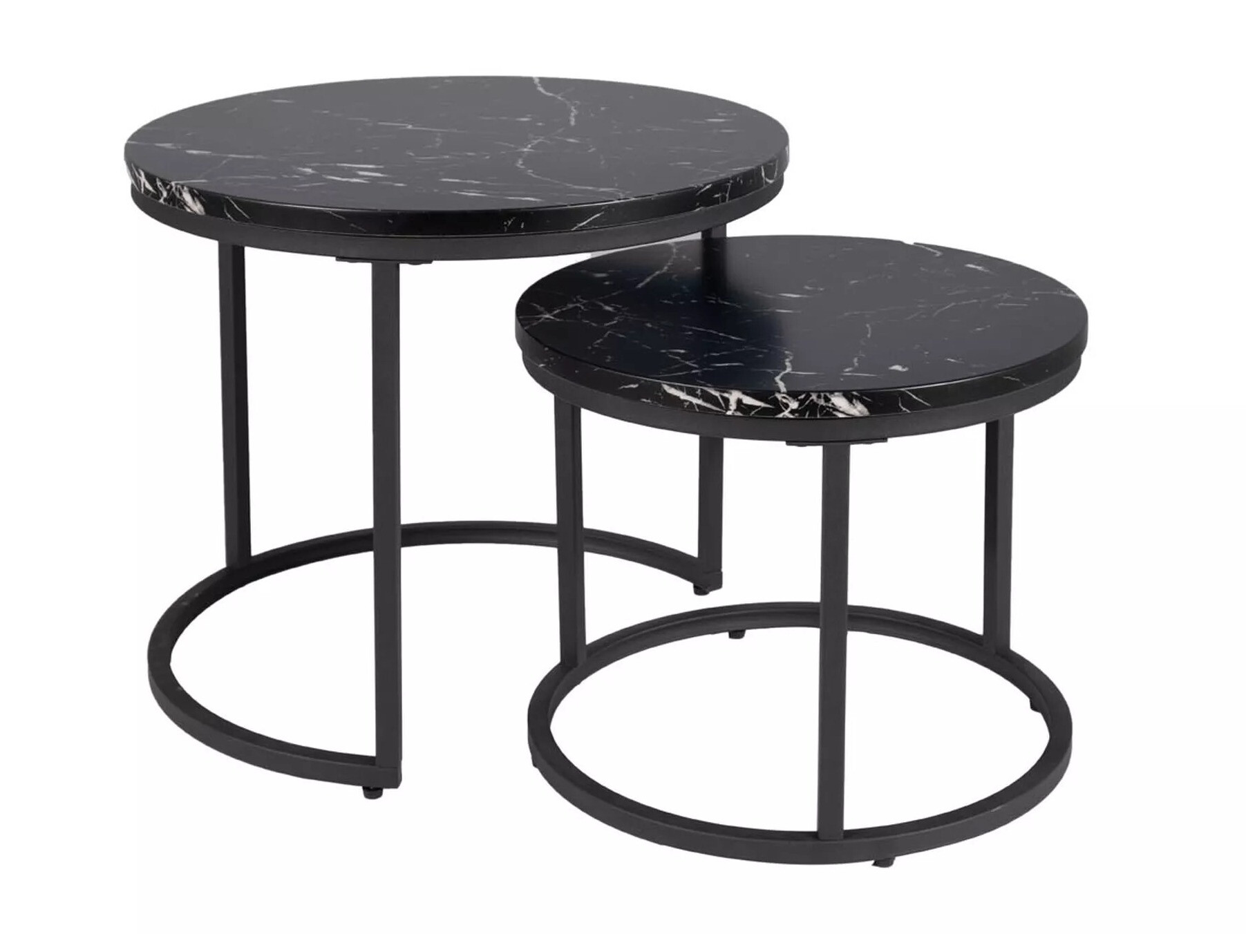 Couchtischset Detroit 486 (Schwarz + Schwarzer Marmor)