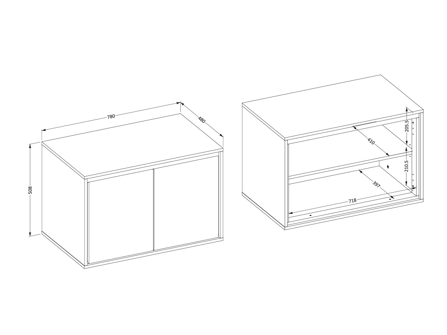 Hängeschrank für Waschbecken Tecavu 103 (Weiß glänzend + Weiß)