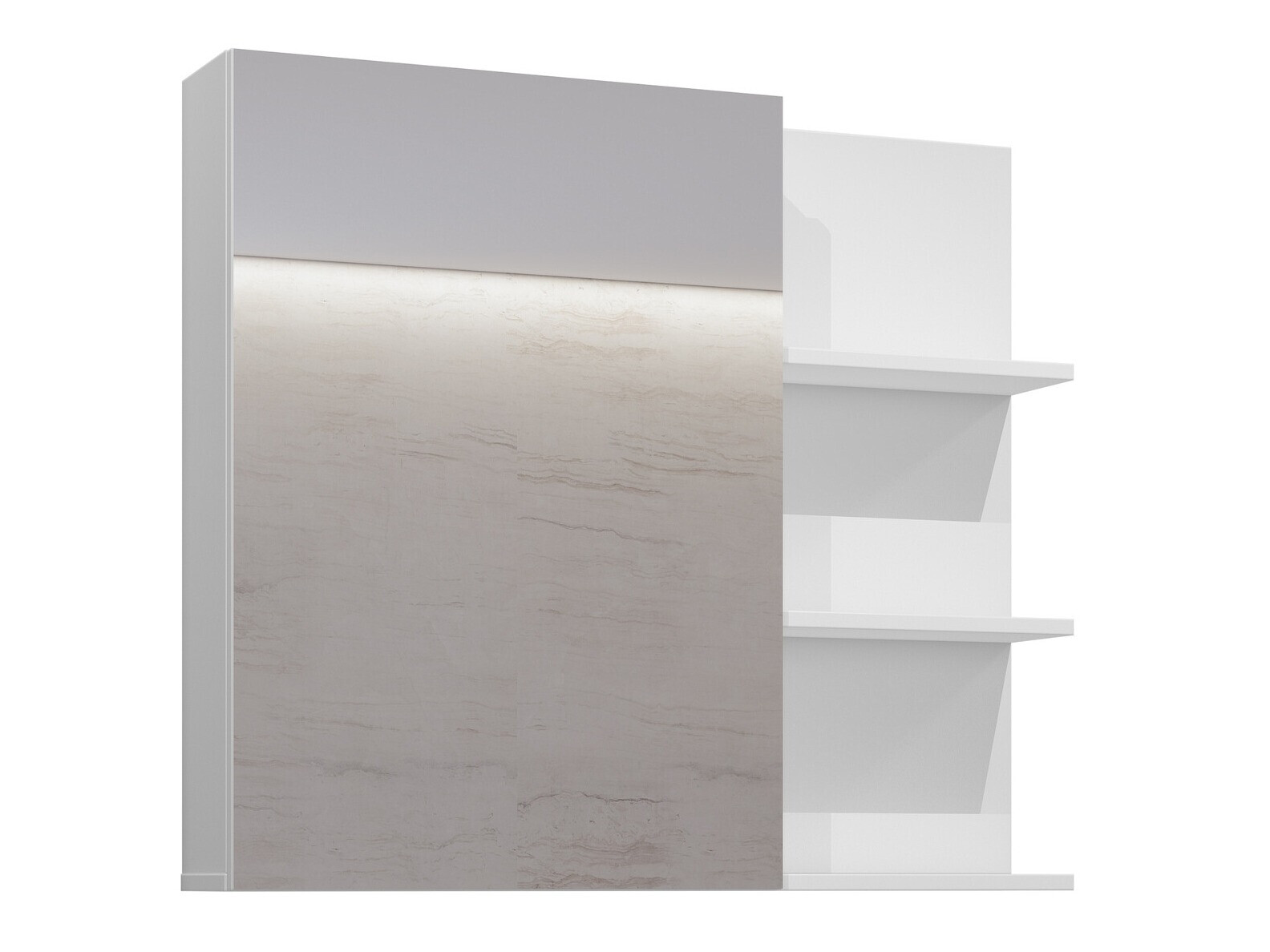Spiegelschrank fürs Badezimmer Tecavu 102 (Weiß glänzend + Weiß)